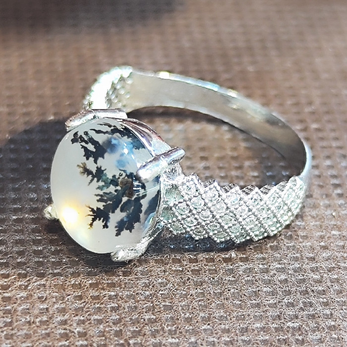 انگشتر نقره زنانه نقره جات بافندگان مدل عقیق شجر کد 106