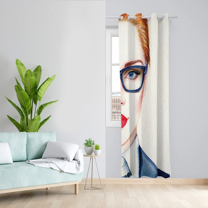 پرده طرح نیمرخ مدل مخمل پانچی کد L 624R Z سایز 140x200 سانتی متر