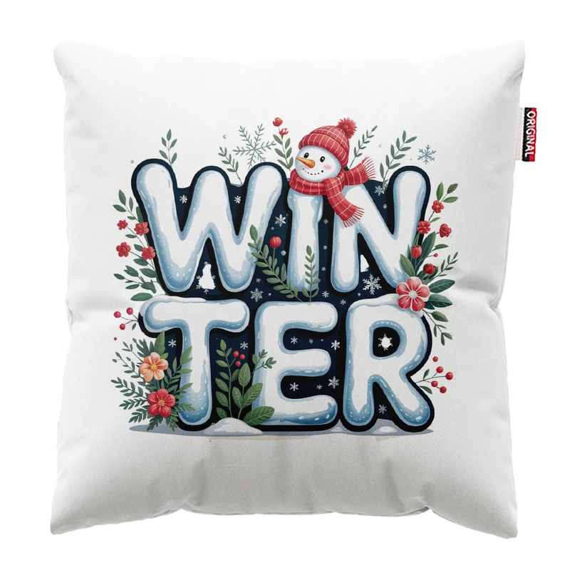 کوسن پاد آفرین مدل زمستان طرح آدم برفی کد PK302481 سایز 30*30 سانتی متر