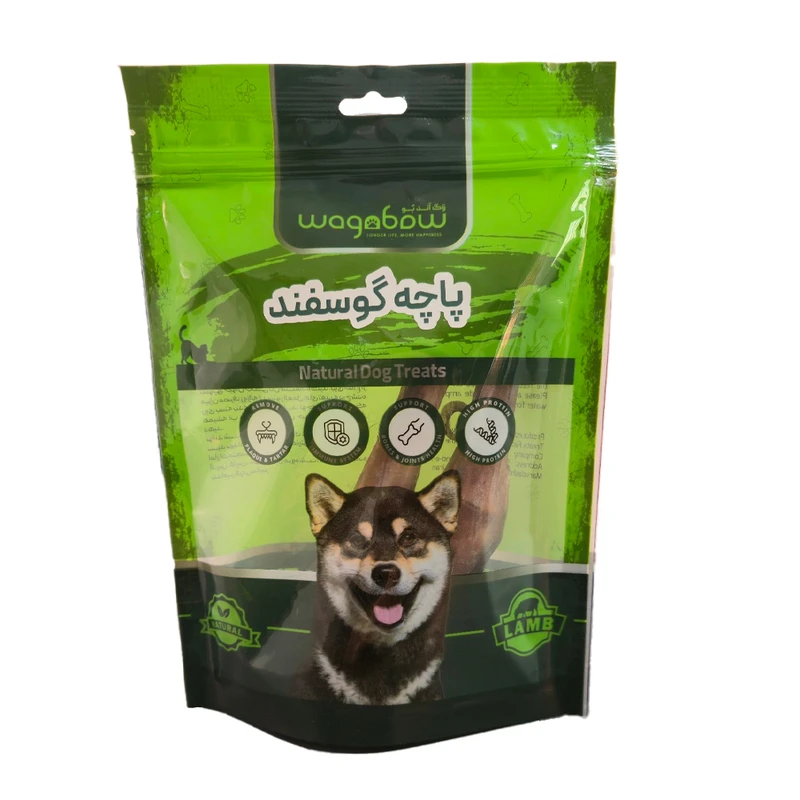 تشویقی سگ وگن بو مدل پاچه گوسفند طعم گوشت گوسفند وزن 140 گرم