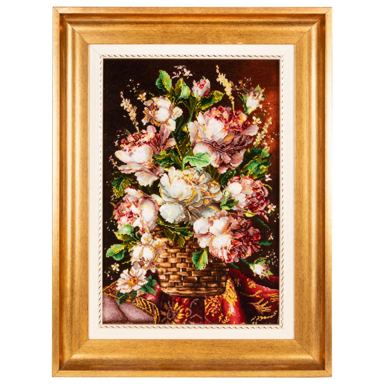 تابلو فرش دستباف سی پرشیا مدل گل در گلدان حصیری کد 902837