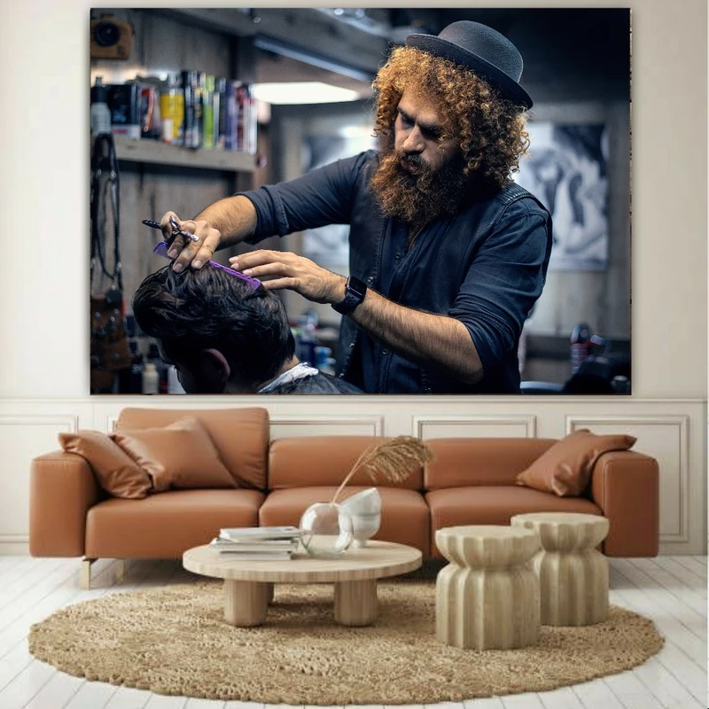 تابلو بوم طرح مخمل آرایشگر حرفه ای مدل استایل مردانه شیک کد GR1282