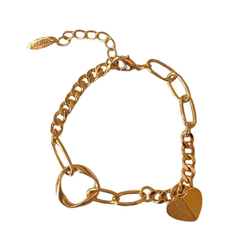 دستبند زنانه ژوپینگ مدل زنجیری قلب و دایره