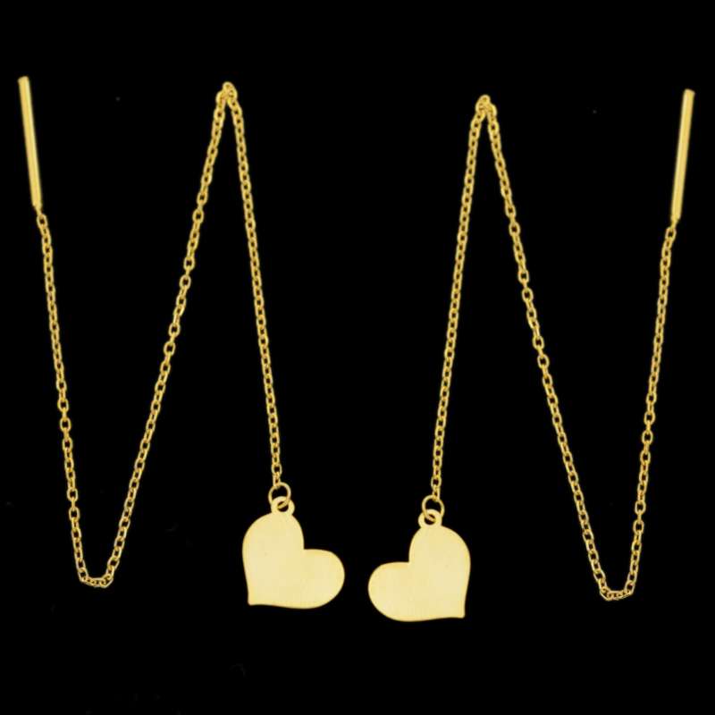 گوشواره طلا 18 عیار زنانه طلای مستجابی مدل بخیه ای قلب کد 670189
