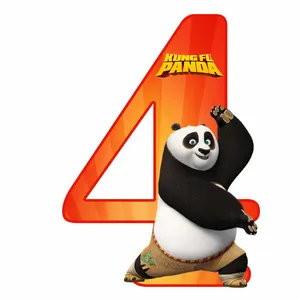 استند رومیزی تولد مدل عدد 4 طرح پاندای کنگفو کار کد 1347