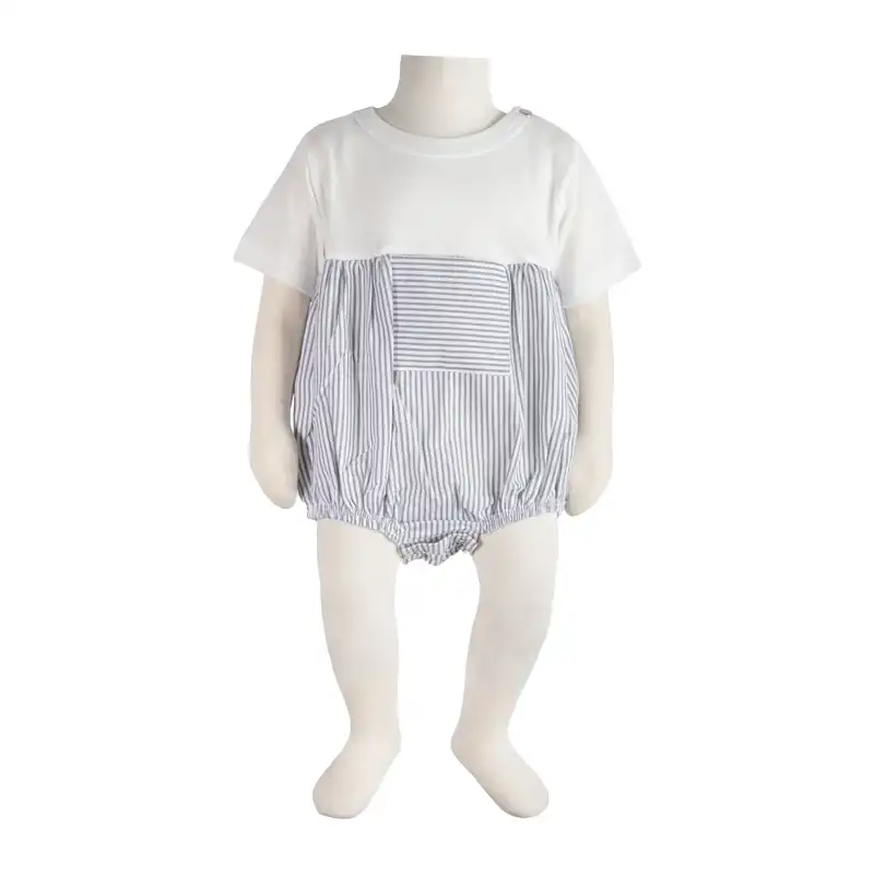 بادی آستین کوتاه نوزادی آدمک مدل راه راه نساجی کد 170030 رنگ مشکی