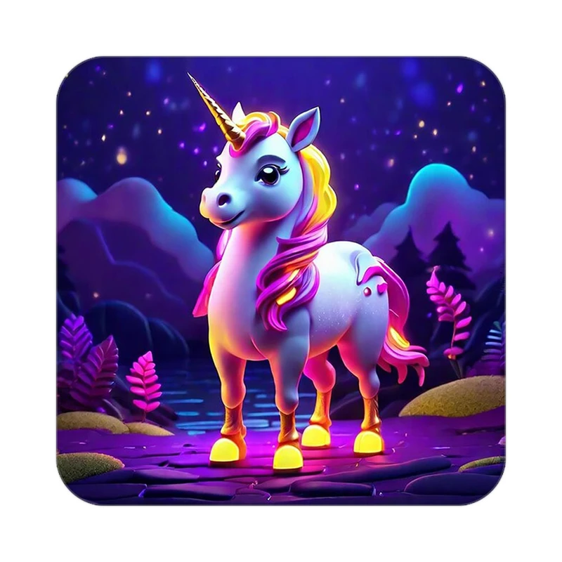 زیر لیوانی کاکتی طرح اسب تک شاخ و یونیکورن مدل mp30727