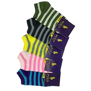 جوراب مدل مچی راه راه رنگی بسته 5 عددی
