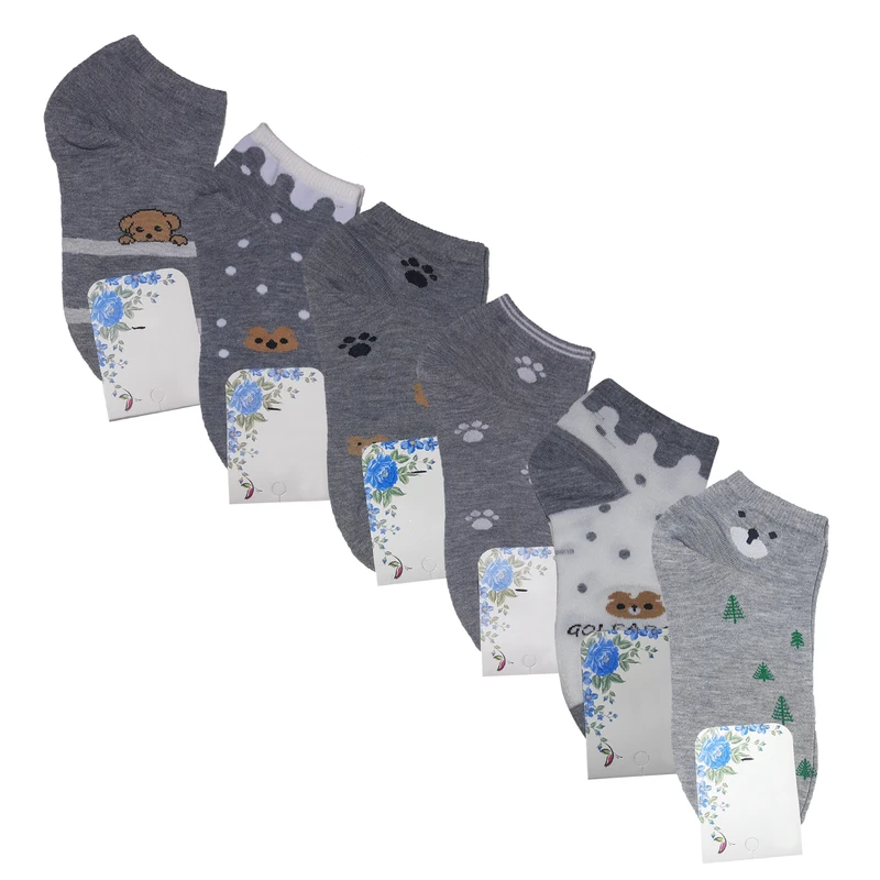 جوراب ساق کوتاه مدل سگ خوابیده بسته 6 عددی