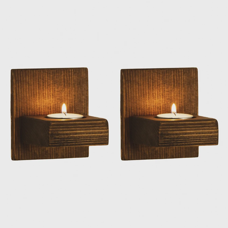 عکس شماره 2 : جاشمعی مدل چوبی دیواری بسته دو عددی