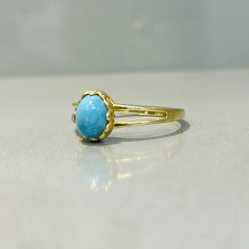 انگشتر نقره زنانه مدل کلکسیونی فیروزه عجمی نیشابوری 830-23