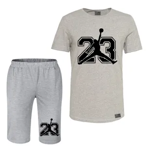 ست تاپ و شلوارک مردانه مدل  B7 رنگ طوسی