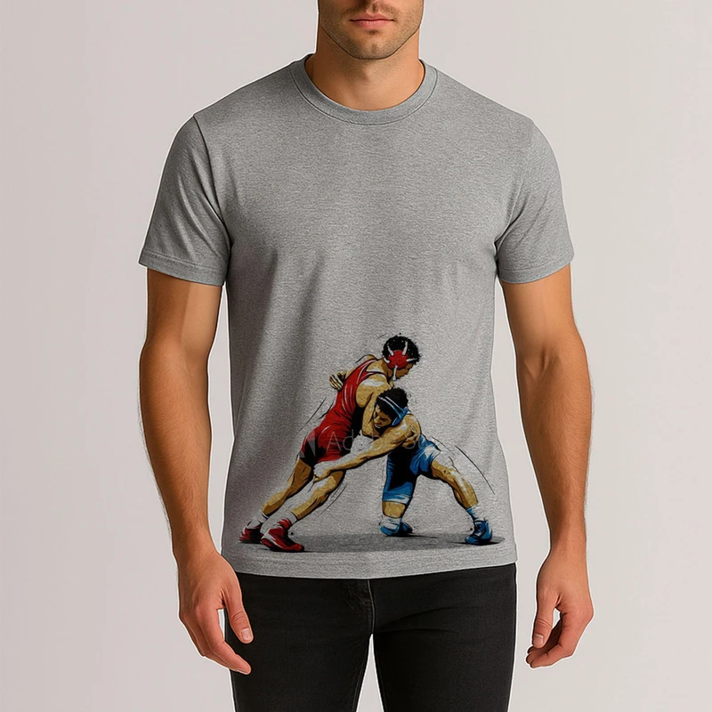 تی شرت آستین کوتاه مردانه مدل کشتی گیر D212