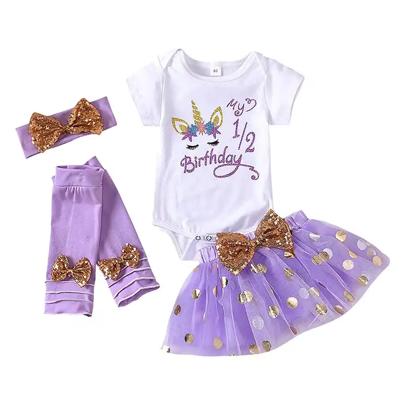 ست 4 تکه لباس نوزادی مدل یونیکورن توتو