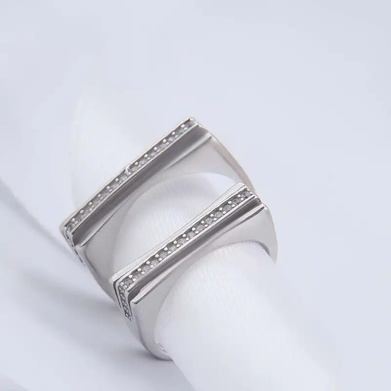 ست انگشتر نقره زنانه و مردانه بازرگانی میلادی مدل نگین برلیان بدون ریزش ابکاری رادیوم کد AWR_1625