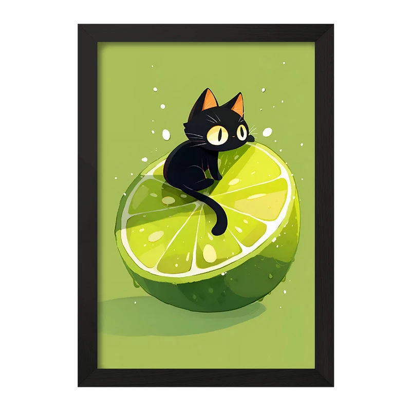 تابلو خندالو مدل گربه و لیمو کد F8742