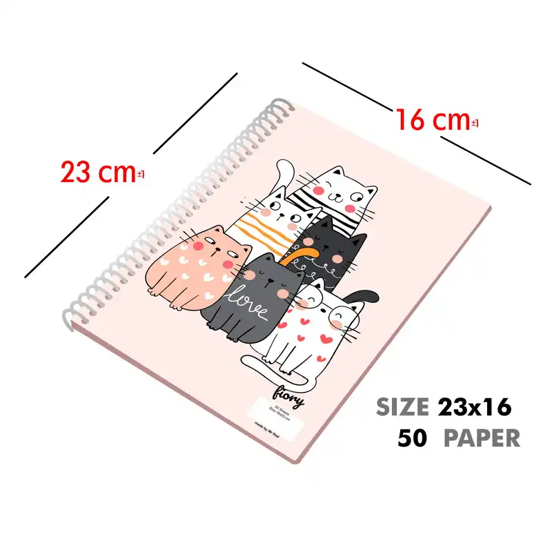 دفتر مشق 50 برگ مستر راد مدل گربه فانتزی کد fiory 2178