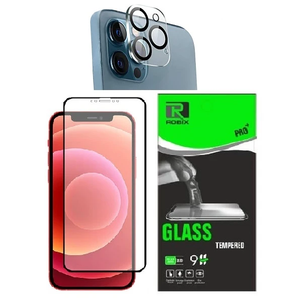 محافظ صفحه نمایش روبیکس مدل FL-IP12x مناسب برای گوشی موبایل اپل iphone 12Promax به همراه محافظ لنز دوربین