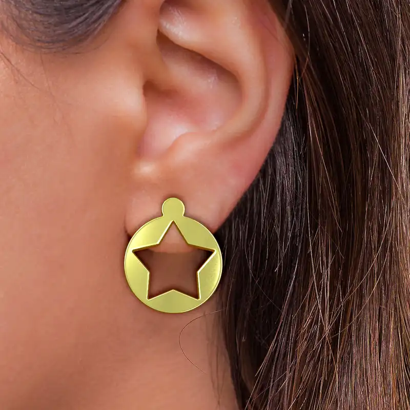 گوشواره طلا 18 عیار زنانه مدوپد مدل ستاره کد GA1-15343