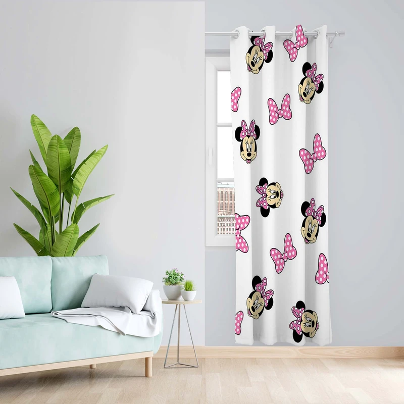 پرده طرح میکی موس مدل مخمل پانچی کد 5354R z سایز 140x200 سانتی متر