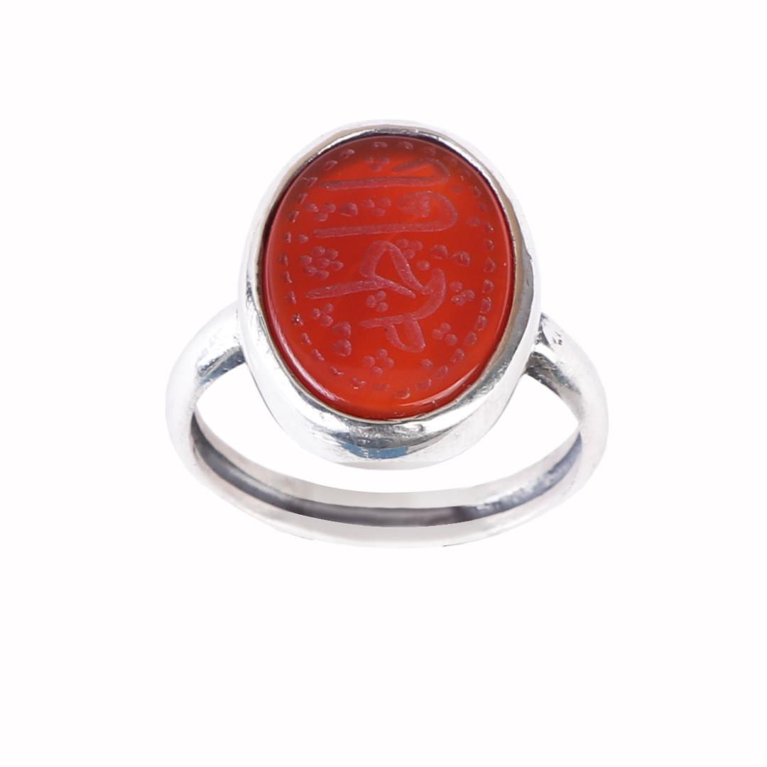 انگشتر نقره مردانه مدل عقیق سرخ یا فاطمه