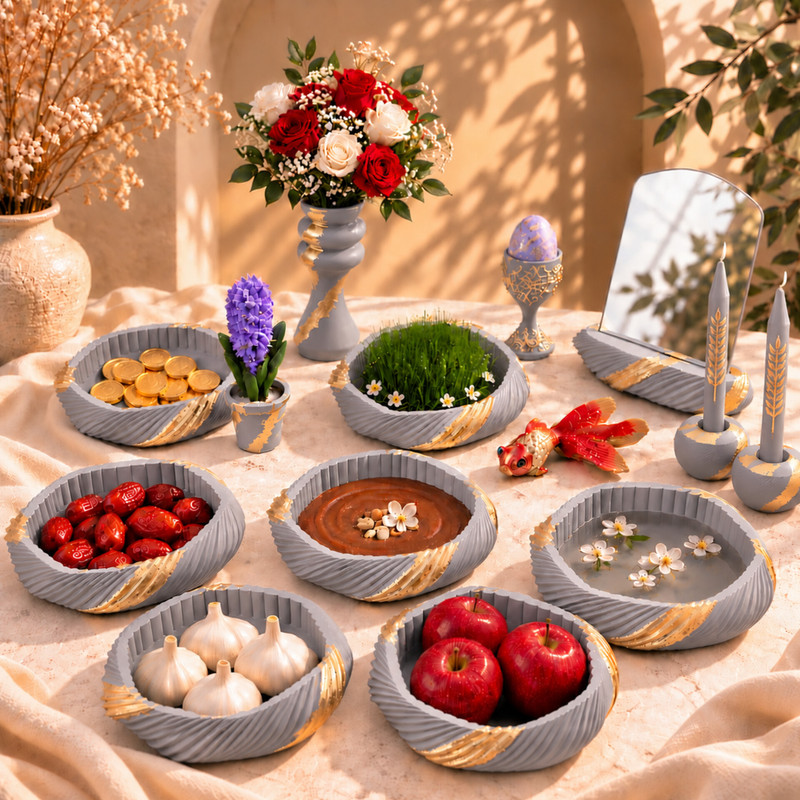ست هفت سین طرح شیاردار مجموعه 14 عددی