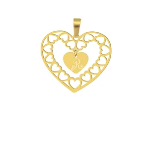 آویز گردنبند هایکا طرح قلب و حرف لاتین R مدل ha 197