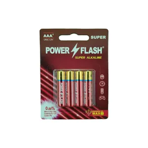 باتری نیم قلمی پاورفلش مدل سوپر آلکالاین بسته ۴عددی