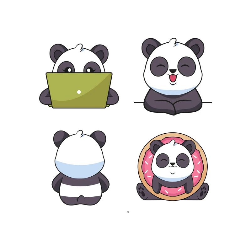 استیکر دیواری کودک مدل پاندا کد 2385 مجموعه 4 عددی