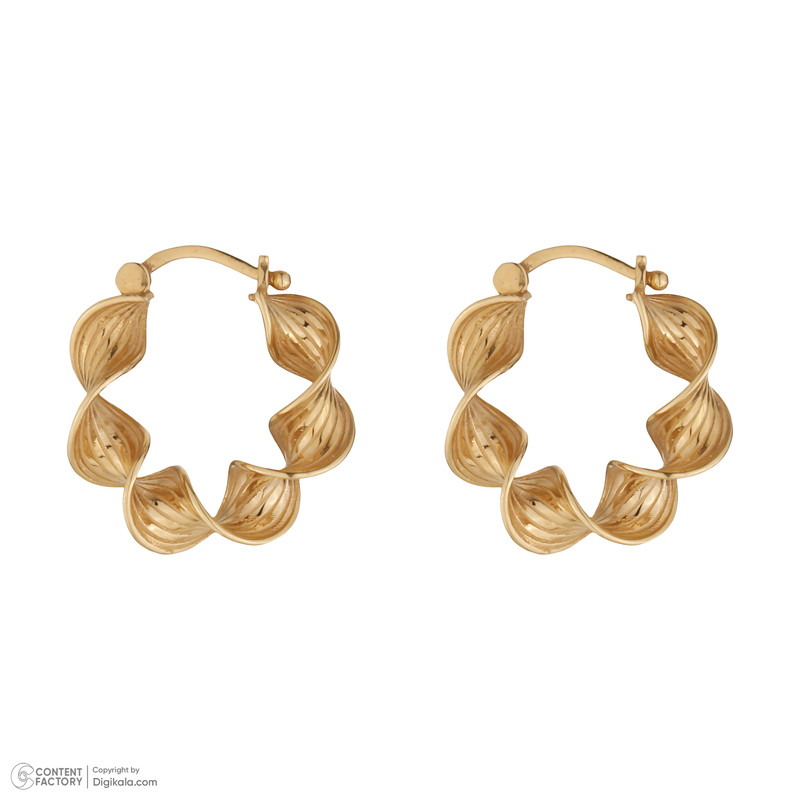 گوشواره حلقه ای طلا 18 عیار زنانه گلدم مدل پیچE241005 - 3