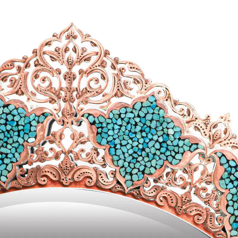 ست 3 تکه آینه و شمعدان فیروزه کوبی مدل قلم نقره کد Magnificent-Art