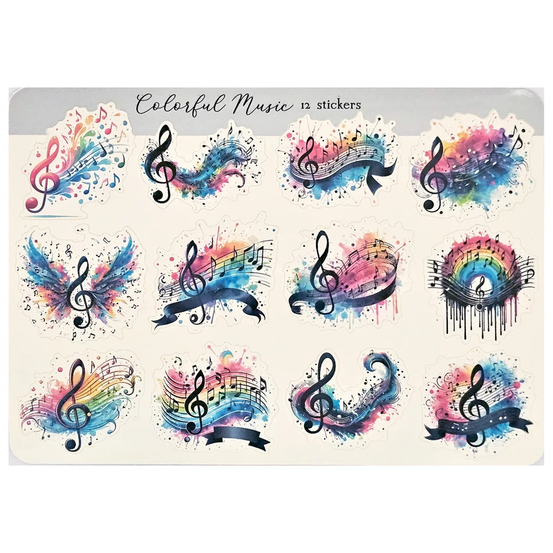 برچسب طرح برش خورده بولت ژورنال مدل A5 Colorful Music