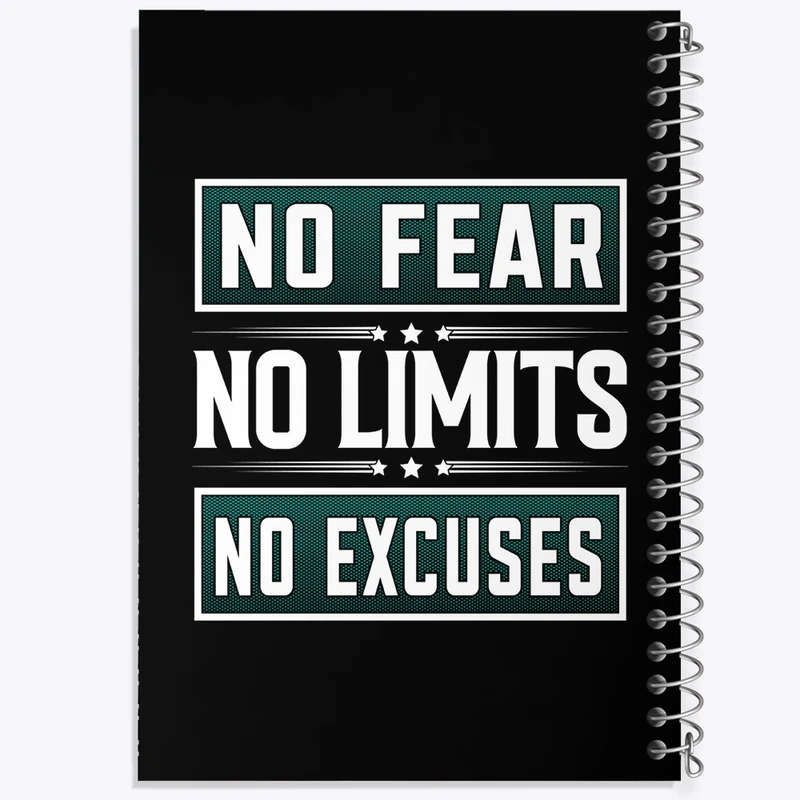 دفتر مشق 100 برگ خندالو طرح No Fear No Limits No Excuses کد F1053