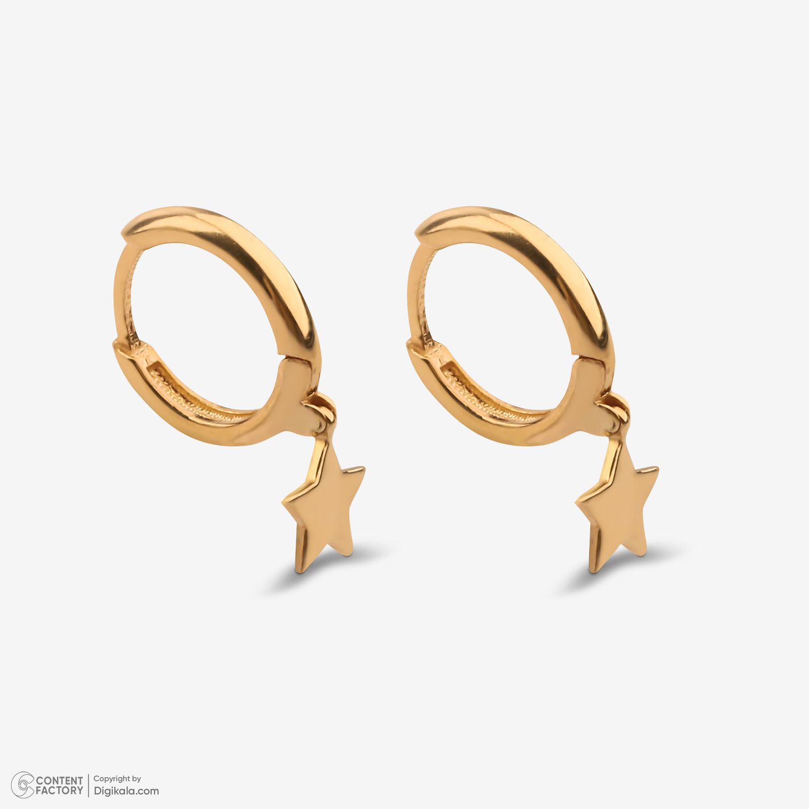 گوشواره حلقه‌ای طلا کم اجرت  18 عیار زنانه گلدم مدل E244030 -  - 5