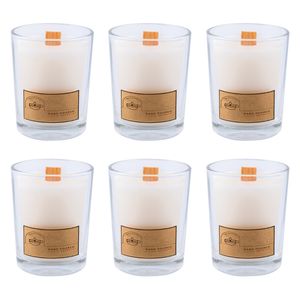 شمع لیوانی مدل فیتیله چوبی معطر بسته 6 عددی
