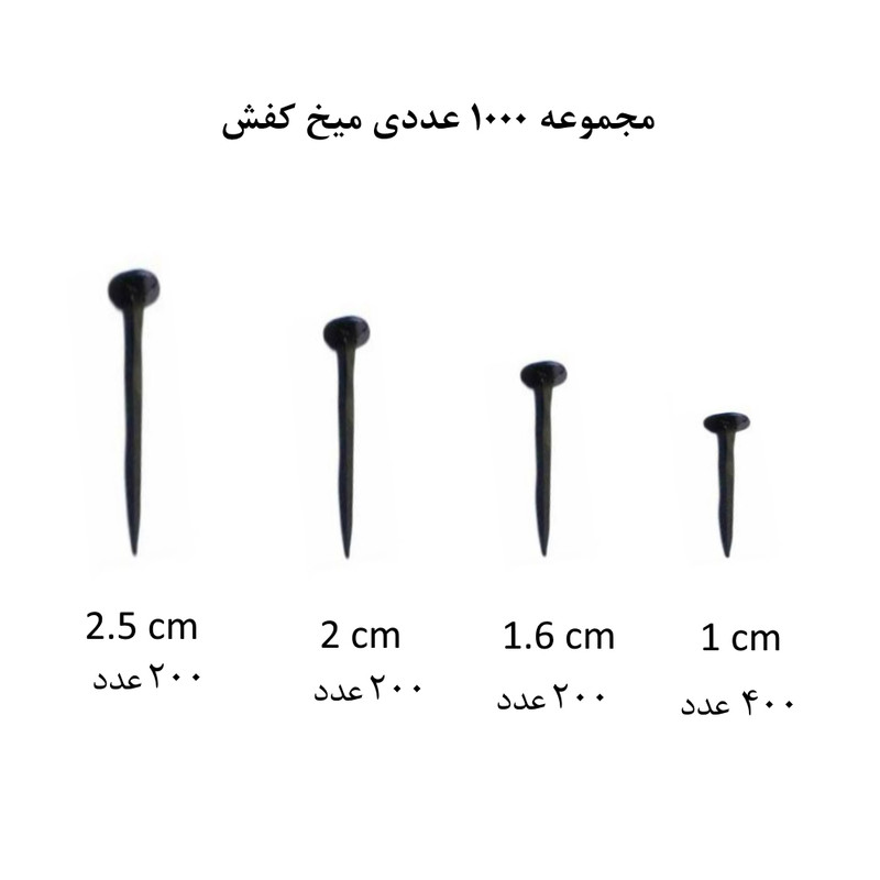 میخ کفش تکنو باغلانتی مدل Tek-10-15-20-25mm مجموعه 1000 عددی