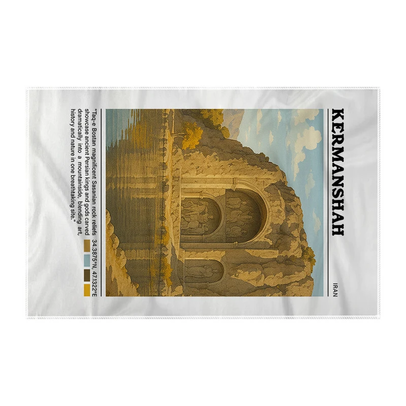 کاغذ کادو ترمه طراحان ایده مدل طاق بستان کرمانشاه کد map0835 سایز 57x37 سانتی متر