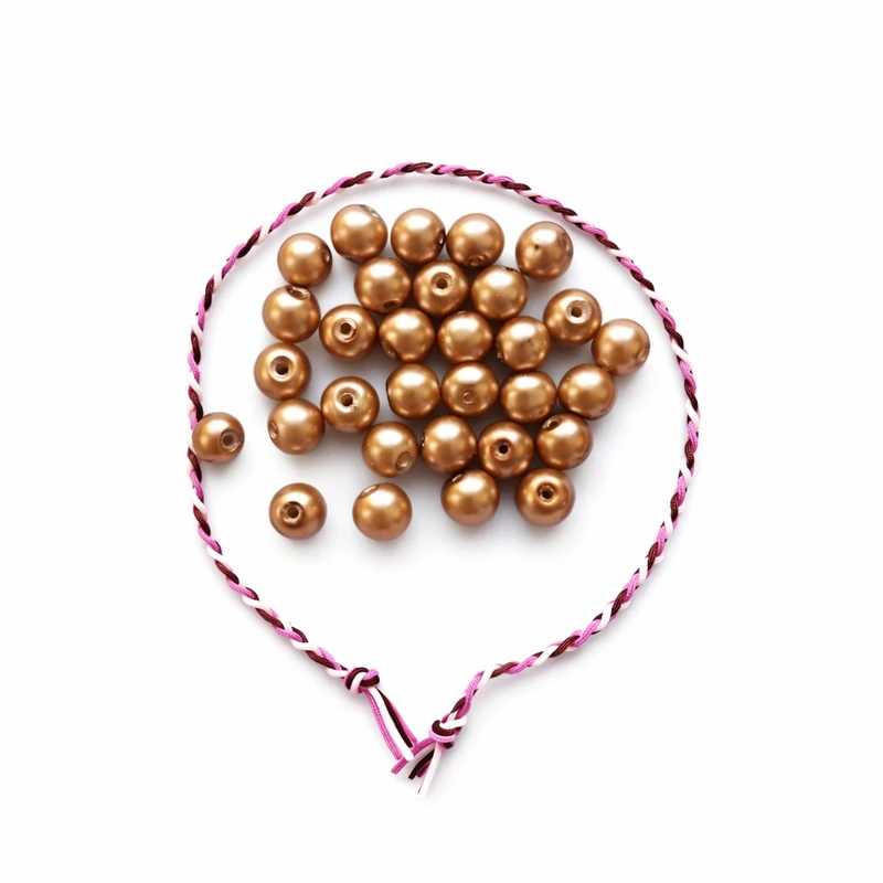 مهره دستبند مدل مروارید سنگی کد MOSABE30 به همراه نخ دستبند بسته 31 عددی