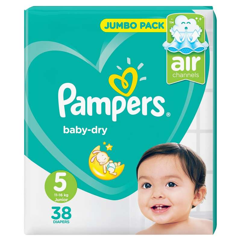پوشک پمپرز مدل Baby Dry سایز 5 بسته 38 عددی