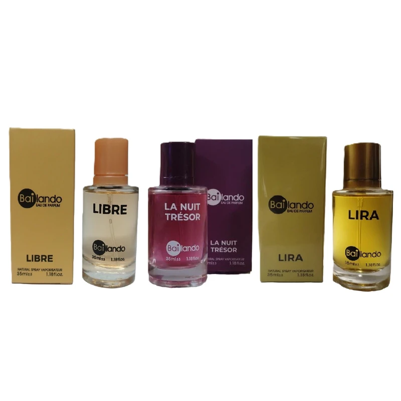 عطر جیبی بایلندو مدل لیبر با رایحه گرم حجم 35 میلی‌لیتر به همراه عطر جیبی بایلندو مدل ترزورلانویت با رایحه گرم حجم 35 میلی‌لیتر و عطر جیبی بایلندو مدل لیرا با رایحه گرم حجم 35 میلی‌لیتر