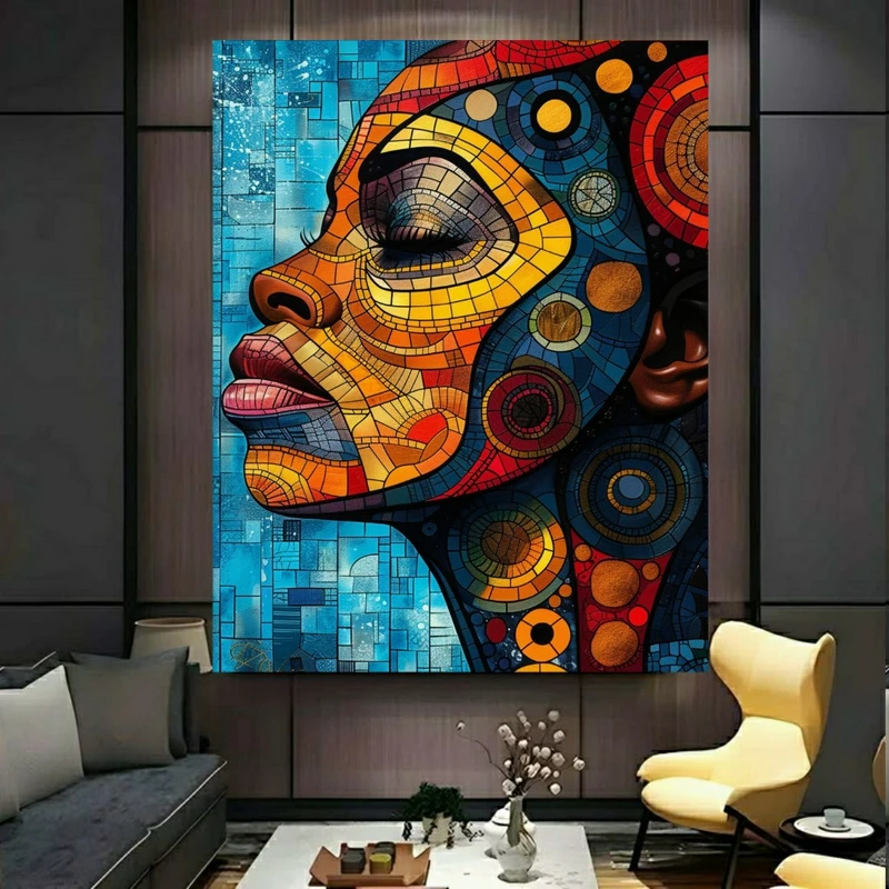 پوستر طرح بانوی آفریقایی مدل سرامیکی کد PY591