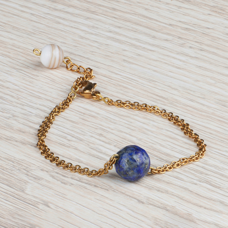 دستبند زنانه مدل سنگ لاجورد کد 135