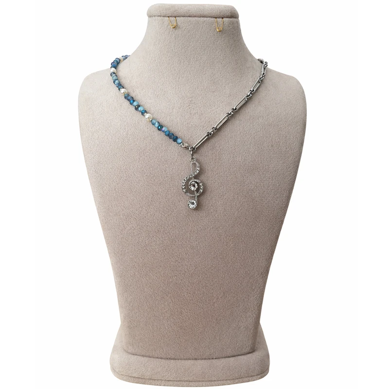 گردنبند زنانه مدل زنجیری طرح کریستال با آویز نت