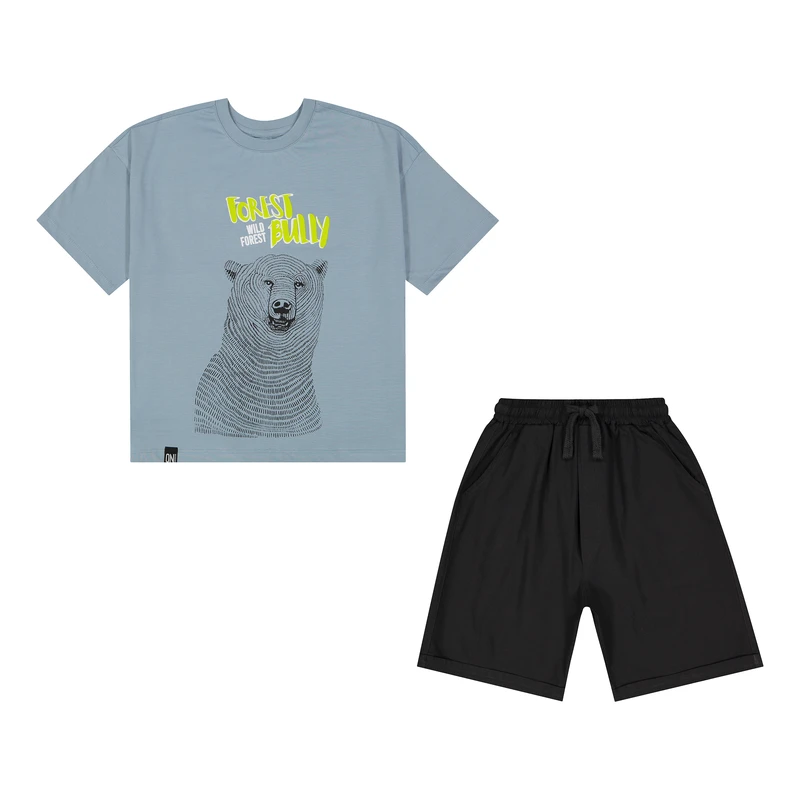 ست تی شرت و شلوارک پسرانه سون پون مدل 1575