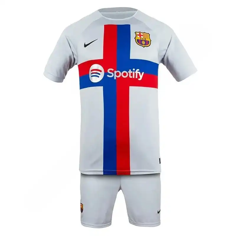 ست تی شرت و شلوارک ورزشی مردانه مدل فوتبال سوم بارسلونا NK-6632