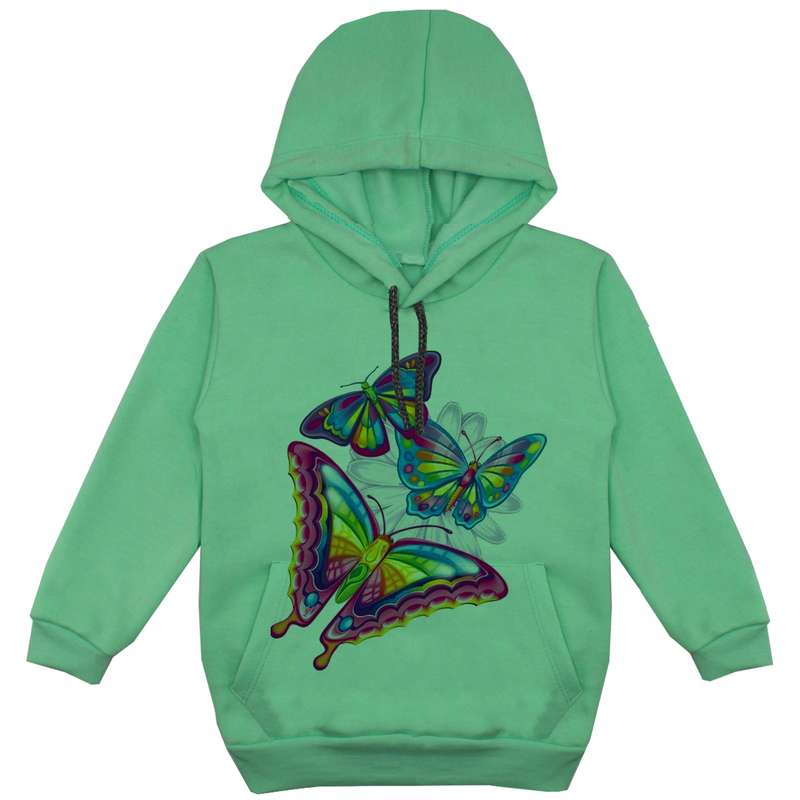 هودی دخترانه مدل پروانه کد F88 رنگ سبز