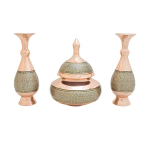 ست 3 تکه شکلات خوری و گلدان خاتم کاری کد 7364