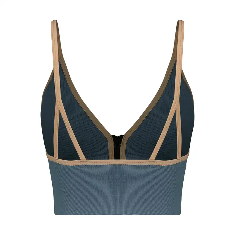 نیم تنه ورزشی زنانه ماییلدا مدل بدون فنر پددار جلو زیپ کد 4563 رنگ آبی