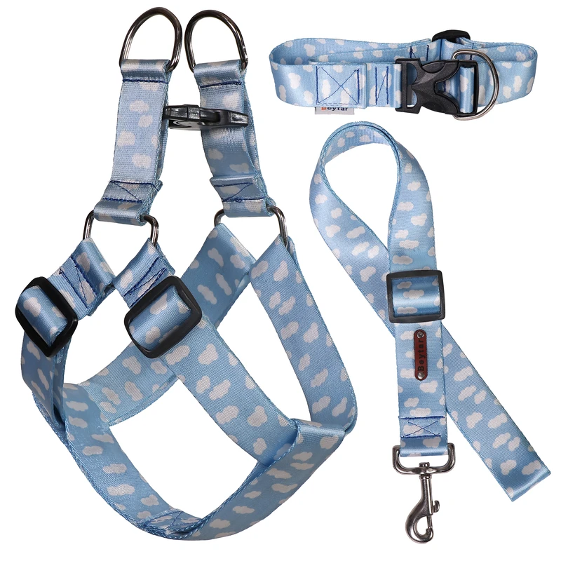 ست قلاده کتفی و قلاده گردنی و بند قلاده سگ بیطار مدل آسمان مجموعه 3 عددی