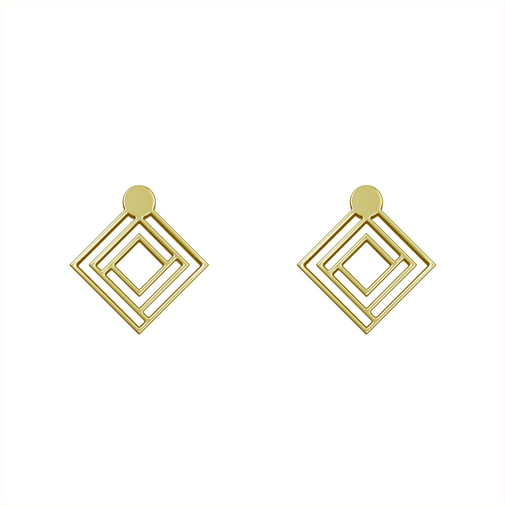 گوشواره طلا 18 عیار زنانه مدوپد مدل هندسی کد GA1-10399